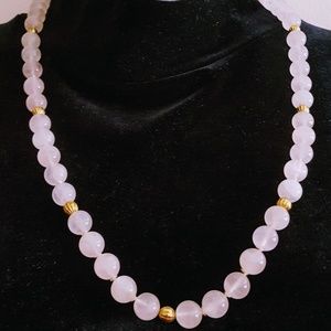 Oh, so beautiful - 1970's Vintage, Hand Knotted Rose Quartz Crystal Necklace